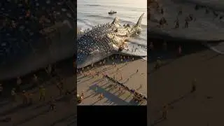 Giant Shark Rescue on the BeachHashtag: #SharkRescue #OceanLife #WildlifeRescue #SaveTheSharks