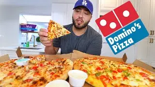 CHEESEBURGER PIZZA + CHICKEN TACO PIZZA DOMINOS MUKBANG | Review