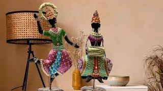 Traditional Indian Folk Dance Showpieces for Elegant Home Decor and Cultural Gifts (Bharatnatyam)