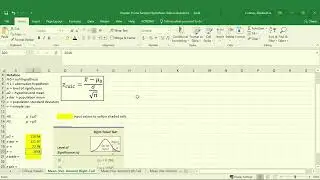 Excel Tutorial: One-Sample Hypothesis Test for Mean with Known Population Variance Right-Tailed Test