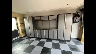 Dream garage makeover - PVC garage floor tiles, garage cabinets and wall mounted vacuum Garage Style