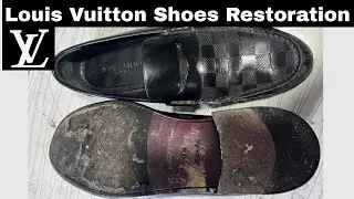 Louis vuitton loafers restoration ASMR #lv #louisvuitton #restoration #repair #leathercraft #usa