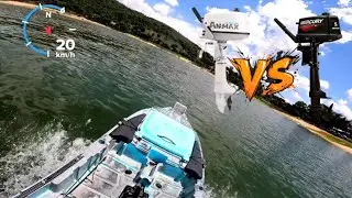 TESTE DE VELOCIDADE , MOTOR ANMAX 5HP VS MERCURY 5HP - CAIAQUE LEADER 1090