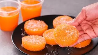 EASY NO-BAKE ORANGE JELLY DESSERT | SOFT & SWEET ORANGE DESSERT RECIPE | SOFT ORANGE CANDY | N&rsquo;Oven