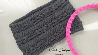 COMO FAZER UMA GOLA TRAN&Ccedil;ADA NO TEAR DE PINOS | BRAIDED LOOM KNIT SACRF | COWL