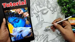 How To Draw Lord Krishna With Grid Method, Shree Krishna Drawing, Step by Step Tutorial 