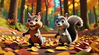 Four Silly Squirrels Skate on Leaves | Autumn Song for Kids | Nursery Rhymes and Baby Songs