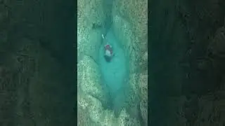 Girl - Freediving into small crack #shorts #travel #freediving