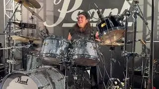 Mike Mangini NAMM 2026 in the Pearl Drums Room
