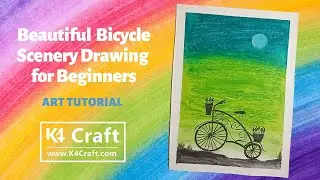 Beautiful Bicycle Scenery Drawing Tutorial for Beginners / Art Tutorial  Daily Art Challenge #12