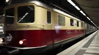 TEE Classics/Eurovapor, Re 4/4 I Nr. 10034 mit 2 Silberlingen im Zürcher Tiefbahnhof, 22./23.09.2023