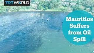 Drone footage shows extent of spill off the Indian Ocean island Mauritius