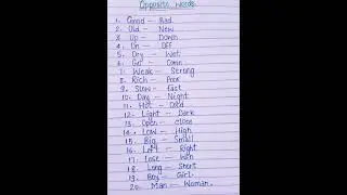 opposite words in english ll 20 opposite words #feath writer