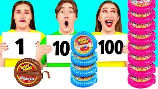 100 Couches de Nourriture D&eacute;fi | Hacks et Gadgets Secrets Faciles Hahanom Top Challenges