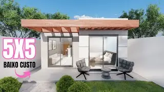 Projeto de casa pequena de 5x5 - super económica e fácil de fazer