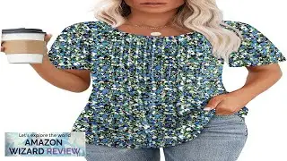 OFEEFAN Womens T Shirts Short Sleeve Pleated Dressy Casual Scooped Neck Summer Review