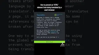 Web dev tip: Configure HTML element to be not-translatable by a browser #html #webdev #webdeveloper