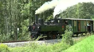 Bregenzerwaldbahn - Dampfzug f&auml;hrt &uuml;ber die Sporeneggbr&uuml;cke