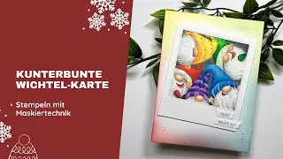 Kunterbunte Wichtel-Karte | Maskiertechnik beim Stempeln mit Impronte d'Autore Winter Gnomes