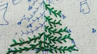 Christmas tree 🎄 🌲 fly stitch embroidery🌲 #embroidery #stitches #pattern #explorepage 