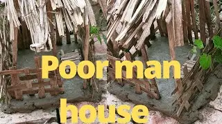how to make poor man small village house by soil and dry tree brances