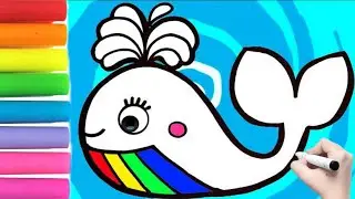 How to Draw a Cute Unicorn Whale for Kids & toddlers | Easy step by step Whale Drawing, Sea animals