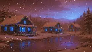 Chill Snowcore Music in a Snowy Town with a Frozen River. Relax and Sleep
