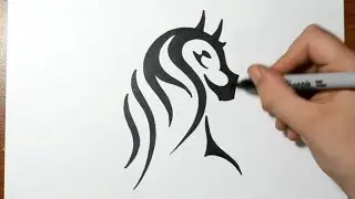 How to Draw a Tribal Horse Portrait - Real Time Sketch