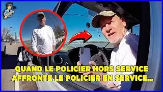 Police américaine - Un policier hors service est menotté par un policier en service