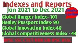 Important Index 2021 | Index & Ranking (सूचकांक 2020-21)| India Rank in various index 2021|BPSC SSC