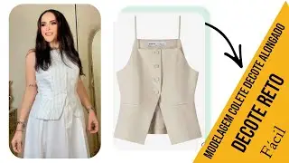 MODELAGEM COLETE ALONGADO DECOTE RETO (Muito fácil) #moda #costura #sewing #modelagem 
