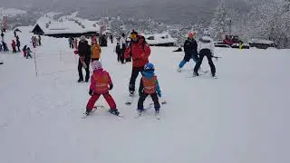 First ski lesson with Lloyd and Sarah... with Jacomo from Cortina Ski School.