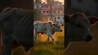 Baby Cow Walking in Tall Grass | Real Indian Farm Calf Video
