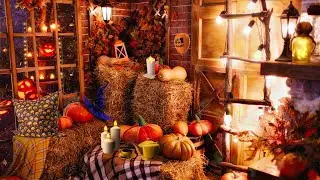 Cozy Autumn Porch Ambience ASMR 🍂 Calming Fall Soundscape 🍁 Windy Rustling Leaves, Tea Sounds + More