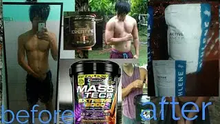 Muscletech  mass gainer body transformation ( bulk to cut) whey protein and creatine