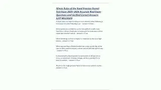 Illinois Rules of the Road Practice Permit Test 20252026 DMV Study Guide Verified Questions  Correct