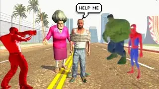 Franklin kidnapped scary teacher fight spider man and huck #indianbikedriving3d