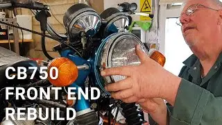 Ремонт передней части Honda CB750 — вилка, тормозной суппорт, колесо и фара | Часть 26