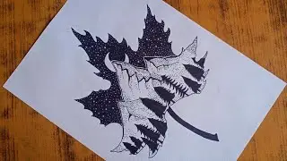 Beautiful Double Exposure Nature Drawing With Pen /Easy Pen Drawings For Beginners / Kalakriti Jagat