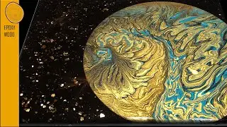 Awesome Galaxy Pour with Resin, Metallic Gold and Mica Flakes! 🌍