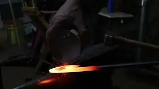 Forging a Leaf handle Fire poker