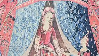 French Tapestry Lady and Unicorn Mille Fleurs Woven Wall Covering