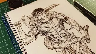 [ASMR] How To Draw Toji Fushiguro | Ink Drawing Tutorial | Jujutsu Kaisen