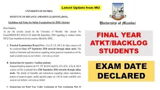 FINAL YEAR ATKT/BACKLOG  STUDENTS | MUMBAI UNIVERSITY IDOL EXAM