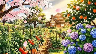 Ghibli-Style Countryside: Chibi Kids Harvest & Cozy Cooking | Relaxing Piano (ASMR)