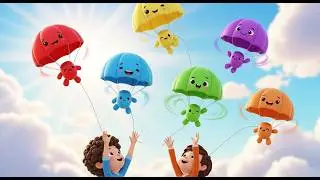 Six Little Toy Parachutes Float Float Float | Air Adventure & Counting Song for Kids