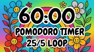 1 Hour Study Pomodoro Timer (25/5)  | Lofi Focus Music | Amazing Color Changing Timer