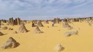 Limestone formation of The Pinnacles View at Nambung National Park WA Australia 4K