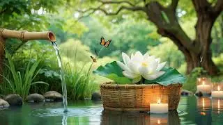Bamboo Water Fountain Healing Music | Calm Piano & Nature Sounds for Relaxation