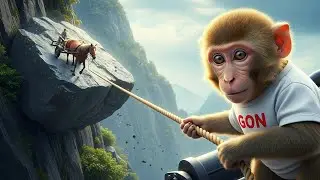 Gon Monkey Tractor Saving the Scared Horse from the Collapsing Cliff